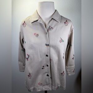 Erin London Stretch Embroidered 3/4 Sleeve Light Weight Jacket - Size M